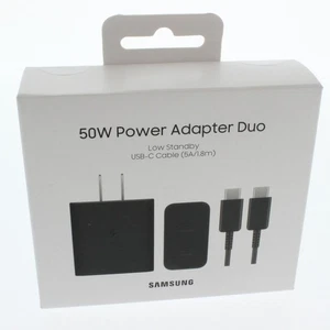 Samsung 50W Power Wall Adapter Duo with USB-C Cable Original EP-T5020XBEGUS New - Picture 1 of 4
