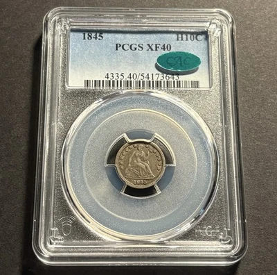 1845 Seated Liberty Half Dime — PCGS XF40 CAC ✅ Crusty & Original 🔥  - Image 1 of 4