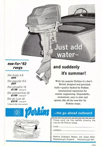 1962 Advert for 'PERKINS' Marine Outboard Motor Range Original Print Ad Ephemera - Picture 1 of 1