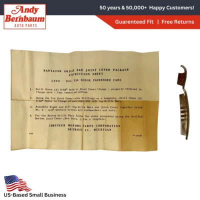 1950 Dodge Meadowbrook D-33 D-34 Grille Top Bar Joint Cover Package 1346831 NOS. - Image 1 of 4