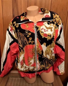Vintage EAST WEST Jacket Windbreaker Womens Beach Scene Nylon Zips 1980s Sz S - Picture 1 of 12