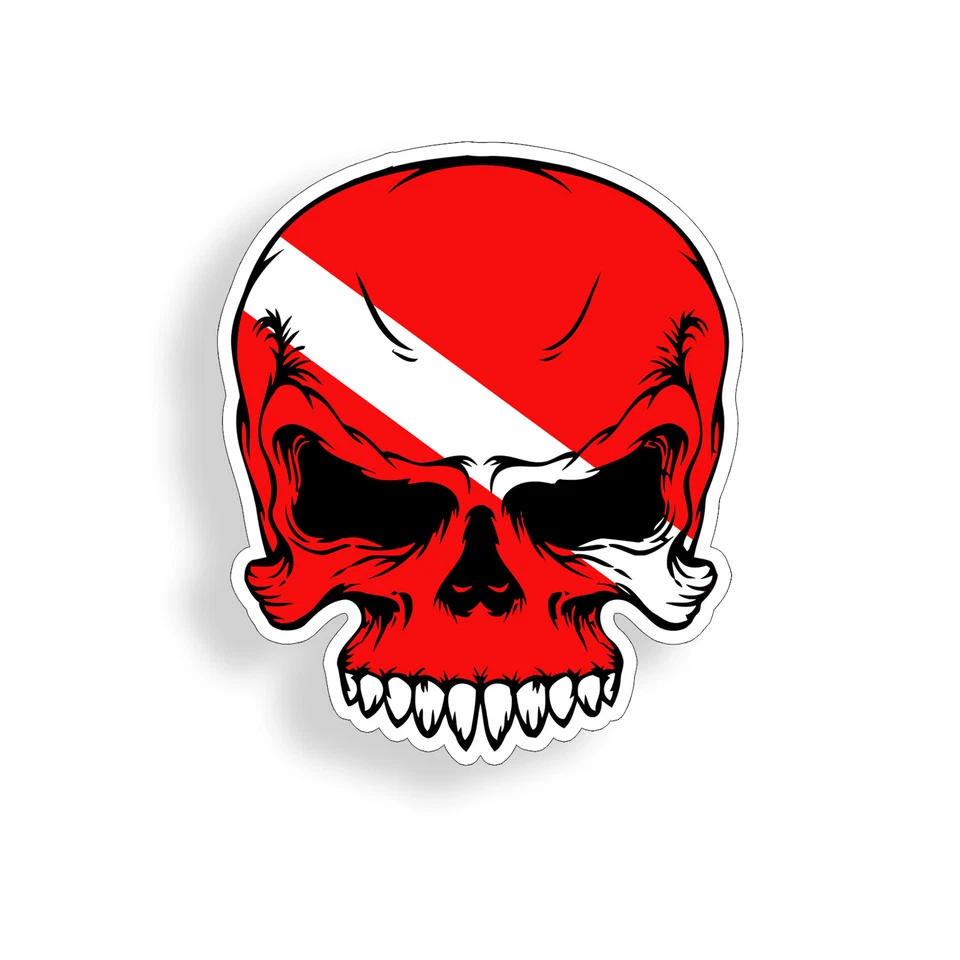 Diver Down Scuba Dive Skull Sticker Decal Flag Car Truck Cup Kayak Laptop Diving