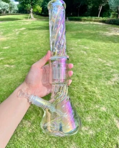 15" Heavy Glass Bong 2Lb Smoking Hookah Colorful Percolate Water Pipe 14mm - Picture 1 of 8