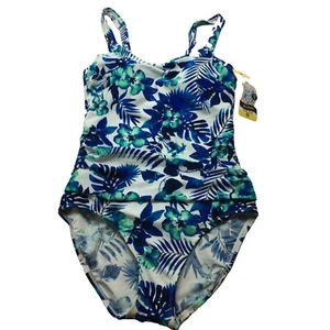 Christina Women's Floral One Piece Bust Support Swimsuit Color: Blue Size: Small - Picture 1 of 6