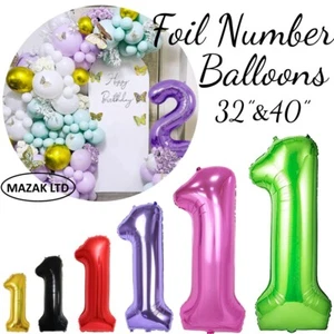 Number Balloons 32" 40" Foil Birthday Party Large Giant Helium Air Decoration - Picture 1 of 17