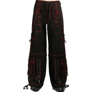 Puritues Gothic Women's Black Super Studded Red Stitching Fashion Gothic Pants - Picture 1 of 4
