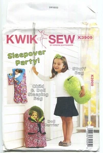 KWIK SEW K3909 CHILD & DOLL SLEEPING BAG, DOLL CARRIER & BAG UNCUT 2012 - Picture 1 of 3