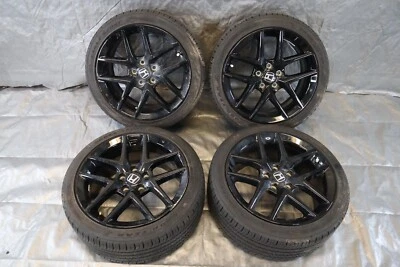 22 2022 HONDA CIVIC SPORT OEM 18X8 10 SPOKE GLOSS BLACK SET OF WHEELS AND TIRES  - Image 1 of 4