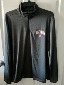Men's NWT WI Badgers Grey Long Sleeve Champion 1/4 Zip Pullover Sz. 2XL - Picture 1 of 6