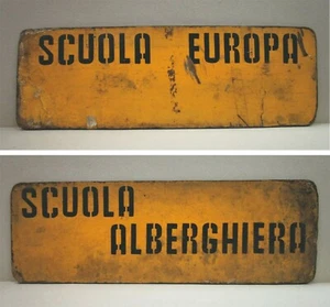 CARTELLO "AUTOBUS DI LINEA - TRATTA SCUOLA EUROPA/SCUOLA ALBERGHIERA" - Anni 80  - Picture 1 of 1