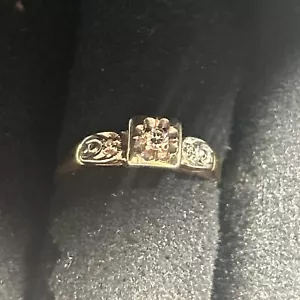 14 Karat Diamant Art Deco Ring Größe 6,5 - Bild 1 von 4