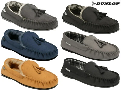 Dunlop Herren Mokassin Hausschuhe Halbschuhe Kunstwildleder warm gefüttert Outdoor-Sohle 'Duke'