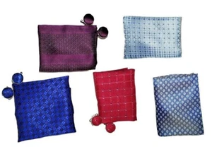Set Pochette Uomo/Gemelli No Cravatta Seta Pura Pocketsquare Fazzoletto Taschino - Imagen 1 de 18