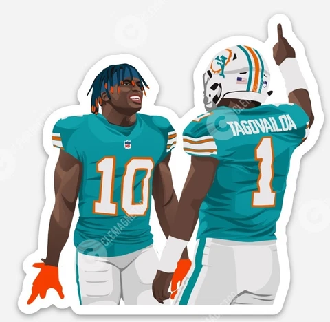 Miami Dolphins Tyreek HILL and Tua Tagovailoa MAGNET - NFL Miami Florida Cover