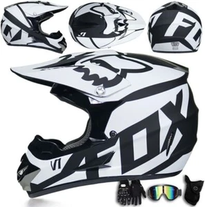 Kinder Erwachsene Motocross Helm Integralhelm + Cross Brille + Handschuhe - Bild 1 von 35