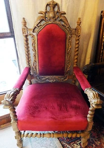 KÖNIG PALAST THRON ARMLEHN SESSEL EICHE SITZ MÖBEL KING CHAIR Gotik Renaissance - Bild 1 von 1