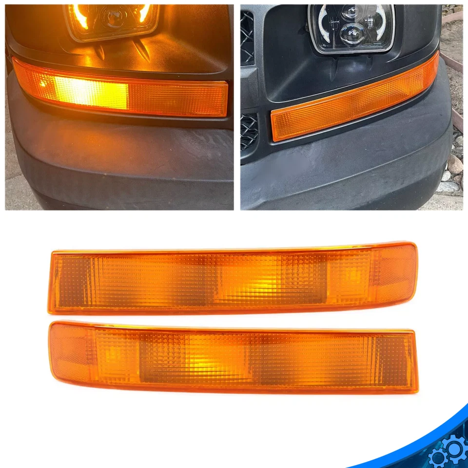 Lámpara de esquina con lente ámbar parachoques luces de señal de giro para Express/Savana 03-23 24 25 Foto 1 de 4
