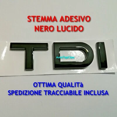 STEMMA TDI AUDI NERO LUCIDO SCRITTA FREGIO BAULE POSTERIORE A1 A2 A3 A4 A5 Q3 Q5