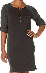 NEW prAna CHARCOAL GREY HENSLEY HENLEY SHIRT DRESS SIZE L LARGE - Picture 1 of 4