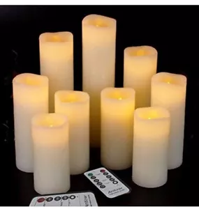 Ivory Flameless Candles Led Candles Pack of 9 (H 4" 5" 6" 7" 8" 9" x D... - Picture 1 of 5