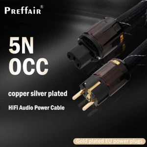 Audio Silver Plate 4N OFC HiFi Power Cable W/ Plug US/EU/UK Schuko IEC Connector - Picture 1 of 24