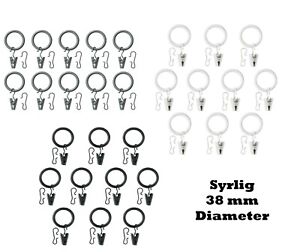 IKEA SYRLIG Curtain ring with clip and hooks, 10 pack Diameter 38MM. UK Seller