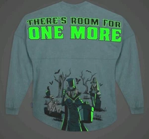 Disney The Haunted Mansion & Hat Box Ghost Glows In The Dark Spirit Jersey Sz L - Picture 1 of 7