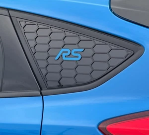 Mk3.5 Focus RS 4D Acrylic Rear Window Inserts Light Blue RS Logo - Picture 1 of 2