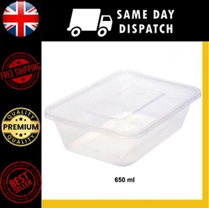 650ml Clear Plastic Microwave & Freezer Safe Food Storage Containers with Lids - Picture 1 of 4