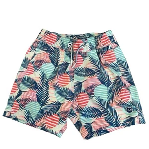 Johnnie O boys swim shorts trunks size 4 mesh liner elastic waist palm leaf - Picture 1 of 4