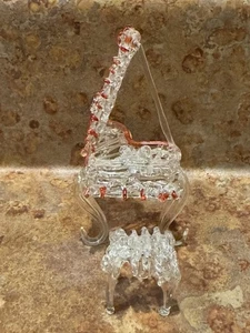 Vintage Kristall mundgeblasene Glas Miniatur Figur Klavier durchscheinend und rot - Bild 1 von 10