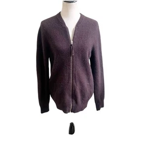 All Saints Women’s Zip Up Sweater Wool Blend Size Large Brown Front Pockets - Picture 1 of 10