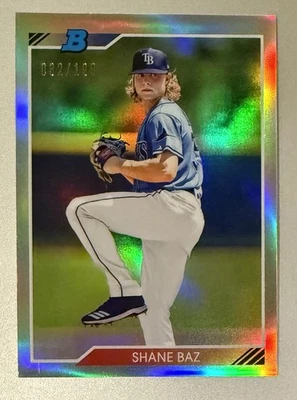 Shane Baz 2020 Bowman Heritage Chrome REFRACTOR PRC #d 32/199 Tampa Bay Rays - Image 1 of 2