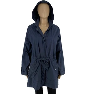 Cappotto giacca parka donna LACOSTE blu navy cotone con cappuccio taglia EU 38 UK 10 US 8 - Foto 1 di 9