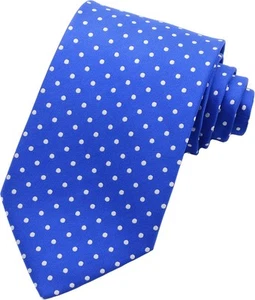 Nueva corbata clásica de seda a lunares para hombre... azul brillante - Imagen 1 de 5