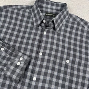 Orvis Shirt Mens Large Gray Plaid Long Sleeve Button Front Fishing Outdoors - Picture 1 of 9