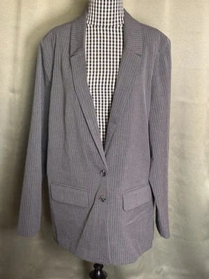 Old Navy Blazer Suit jacket Gray Pinstripe Womens XL Tall NEW! Viscose Blend - Image 1 of 4