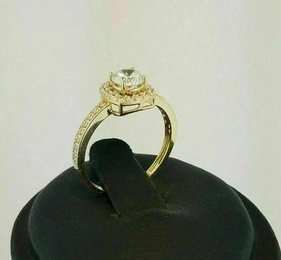 真品莫桑石 2.50 克拉圆形切割女式订婚戒指 14K 镀黄金 — 第 1/4 张图片