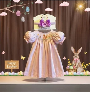 Niñas Nuevo Con Etiquetas Petit Bebe Por Anavini Vestido Calado Libro de Cuentos Conejo Lazo Libre 3 Meses - Imagen 1 de 8