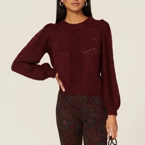Peter Som burgunderroter Pointelle Pullover MEDIUM Landhaus Metallic Thanksgiving 275 $ - Bild 1 von 9