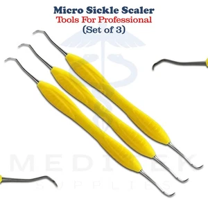 3 Micro Escalador Dental Hoz Escalador Periodontal Interproximal Escalado Mango de Silicona - Imagen 1 de 3