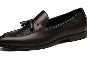 Santimon Herren US 6-12,5 Braun Mode Halbschuhe Leder Leger Quaste Slipper Schuh - Bild 1 von 7