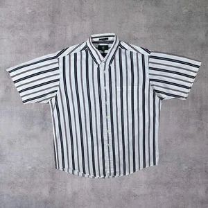Vintage 90’s Club Room Bold Multi Striped Button-Up Short Sleeve Shirt M L - Picture 1 of 5