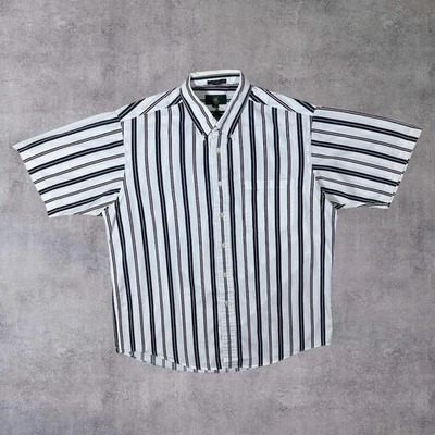 Vintage 90’s Club Room Bold Multi Striped Button-Up Short Sleeve Shirt M L - Image 1 of 4