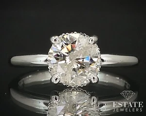 14k White Gold Round Natural 1.28ct Diamond Solitaire Hidden Halo Ring 3g i16124 - Picture 1 of 5