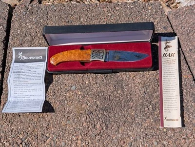 BROWNING AUTOMATIC RIFLE KNIFE VINTAGE COMMERATIVE BAR 24K INLAY 1 OF 5000 - Image 1 of 4