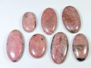 Lote de 7 piezas de piedras preciosas naturales sueltas cabujón ovalado de rodonita natural 26-35 mm - Imagen 1 de 7