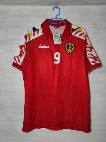 #9 LUKAKU BELGIUM 1994-96 HOME SHIRT DIADORA RETRO REPLICA SOCCER SIZE 2XL Cover