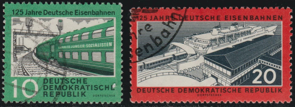 DDR 1960 SC# 529 - 530 - 125th anniv. of German railroads - Used Lot # 070 - Image 1 of 1