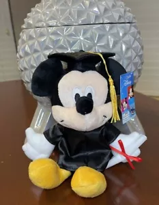 NEU Mickey Mouse Abschluss Absolvent 9 Zoll Plüsch mit Diplom Schule Disney schwarze Mütze - Bild 1 von 6